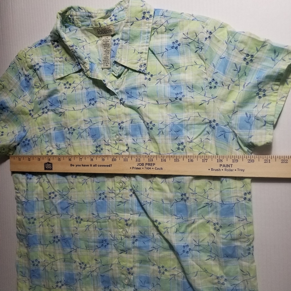 CLASSIC ELEMENTS WOMEN'S BUTTON DOWN PLAID PATTERN BLOUSE SIZE LARGE - Picture 6 of 8